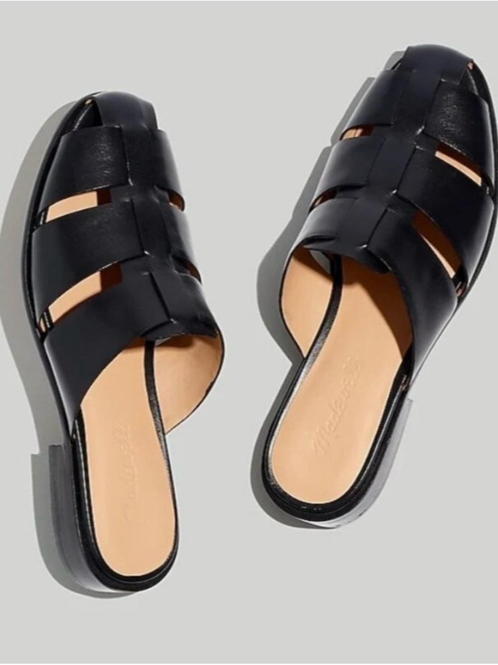 Madewell The Dixson Leather Fisherman Mule In True Black - Womens Size 9.5